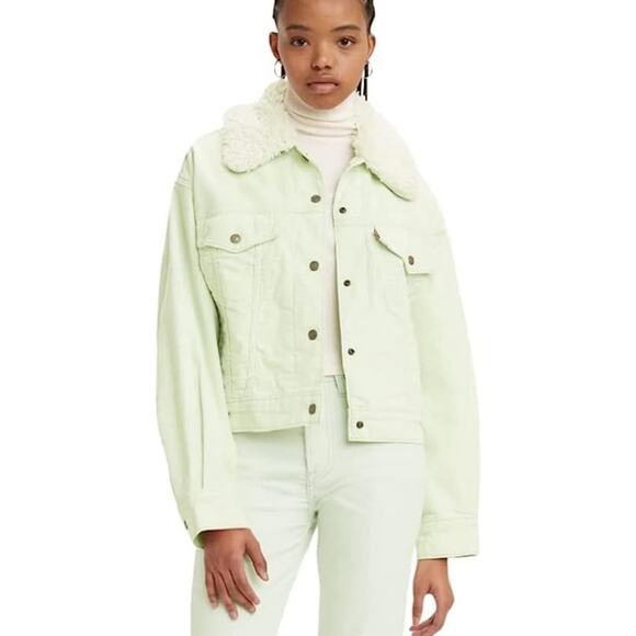 Levi's Baby Cropped Baggy Trucker Jacket in Mint Green size 3X - Picture 1 of 7